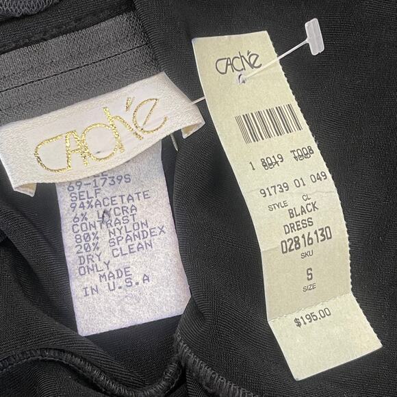 NWT Vintage Y2K Cache Fit & Flare Dress Mesh Arms Cutout Back Size Women's Small - Picture 4 of 7